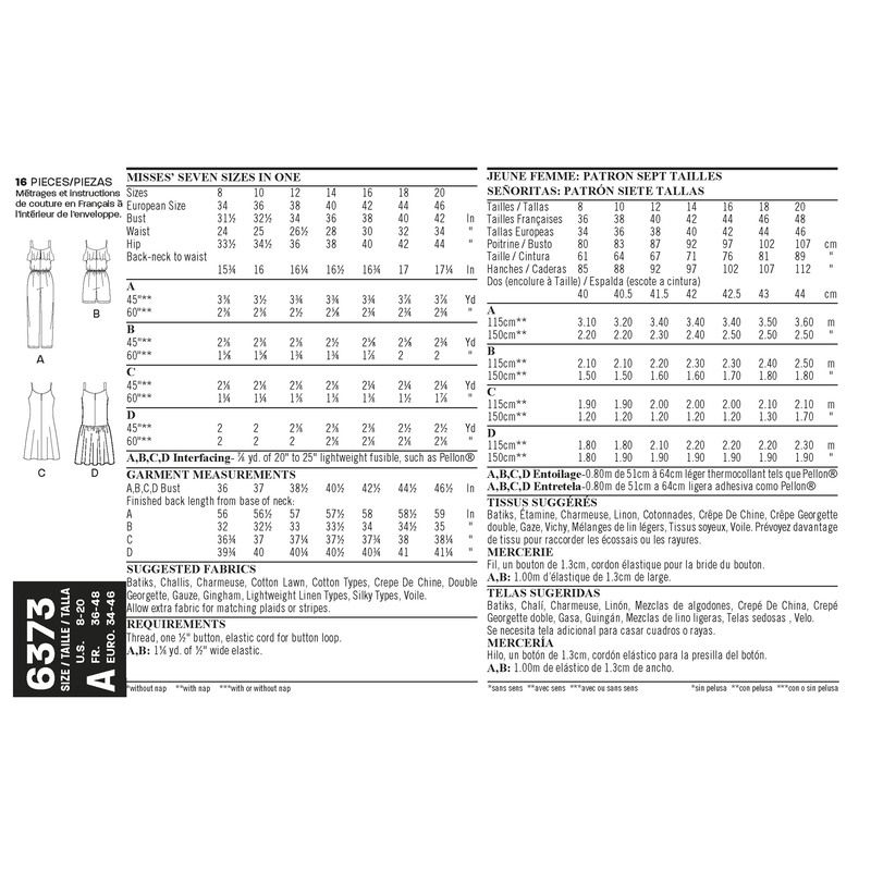 Patron New Look 6373 - Combinaison