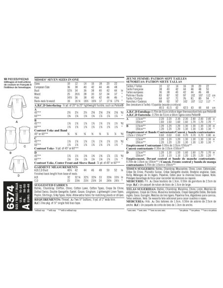 Patron New Look 6374 - Chemisier