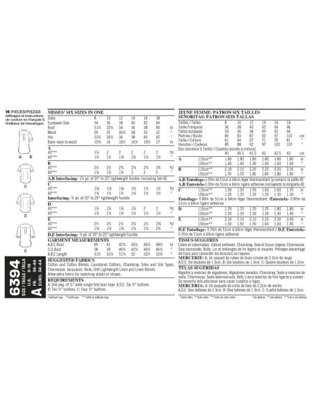 Patron New Look 6394 - Chemisier