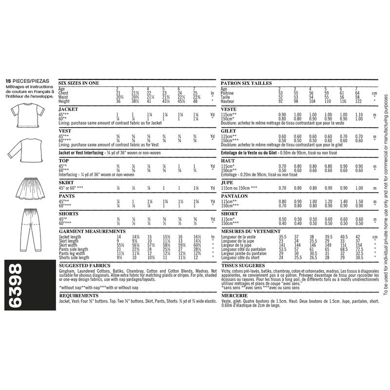 Patron New Look 6398 - Ensemble garçon