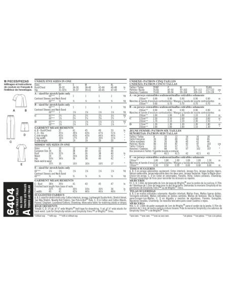 Patron New Look 6404 - Ensemble femme et homme