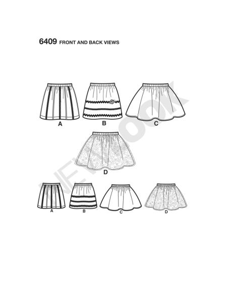 Patron New Look 6409 - Jupe fillette