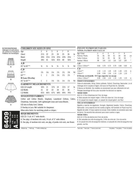 Patron New Look 6409 - Jupe fillette