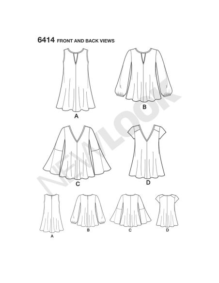 Patron New Look 6414 - Top et chemisier