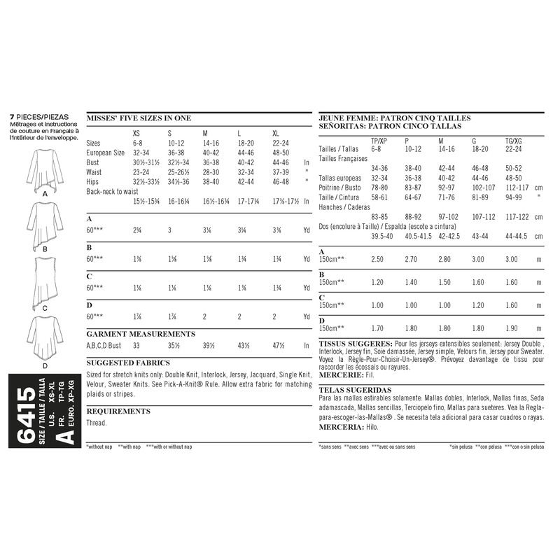 Patron New Look 6415 - Tunique