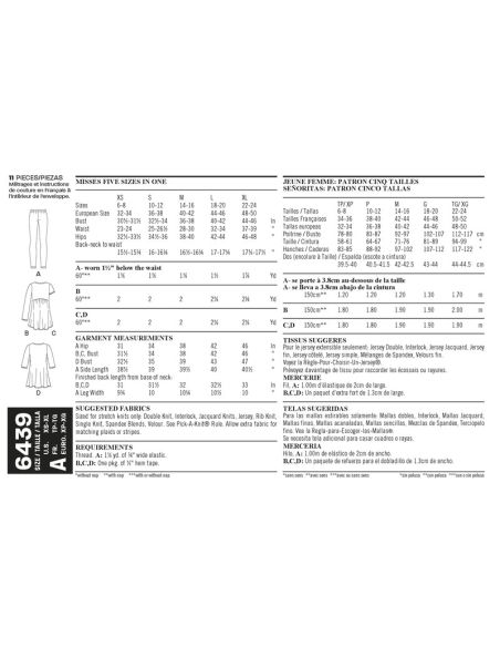 Patron New Look 6439 - Ensemble dames