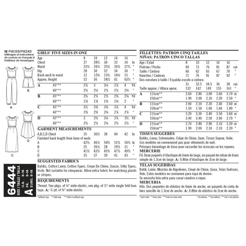 Patron New Look 6444 - Combipantalon