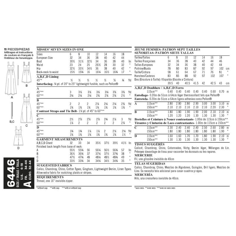 Patron New Look 6446 - Robe et combi - pantalon