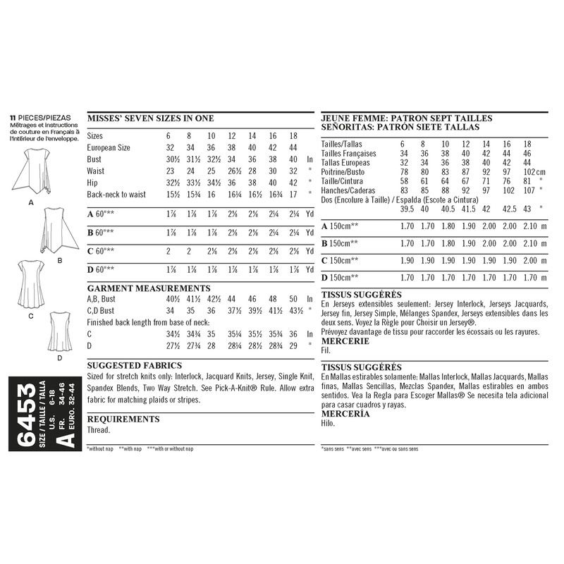 Patron New Look 6453 - Tunique