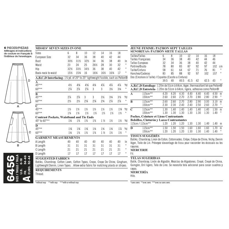 Patron New Look 6456 - Jupe
