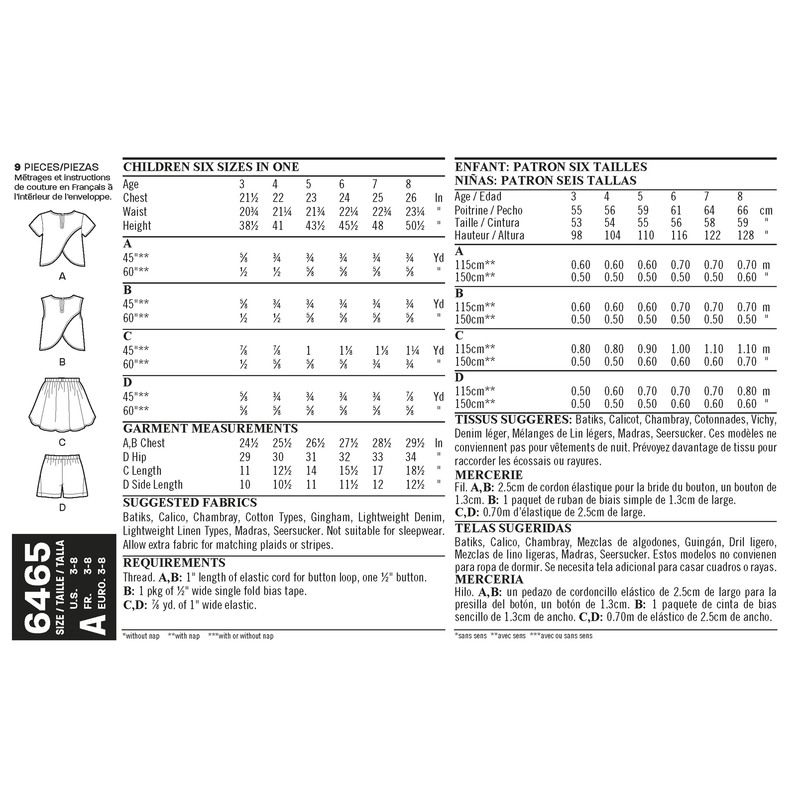 Patron New Look 6465 - Ensemble fille