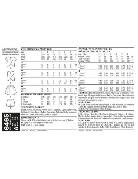 Patron New Look 6465 - Ensemble fille