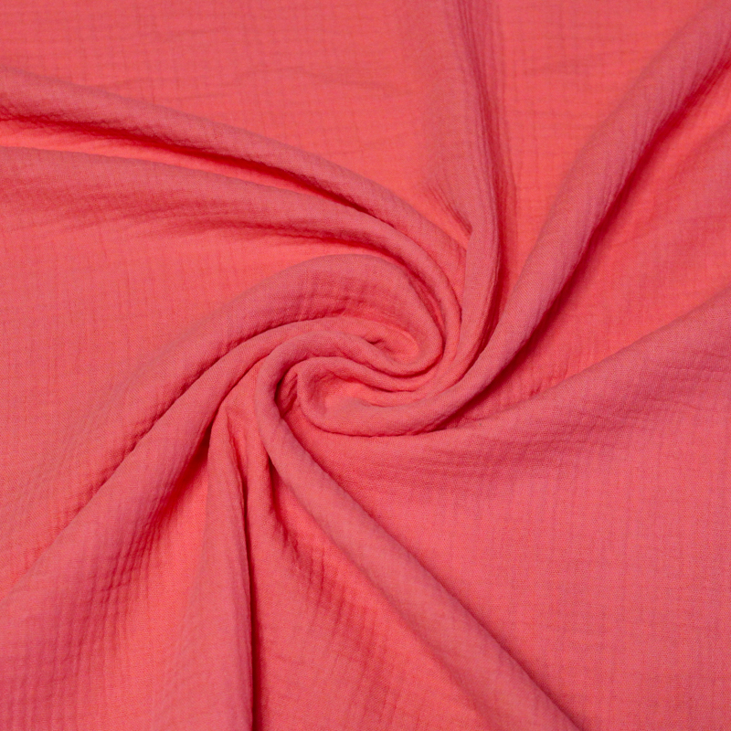 Double gaze 100% coton - Corail rose