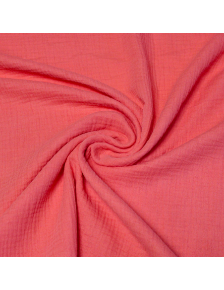 Double gaze 100% coton - Corail rose
