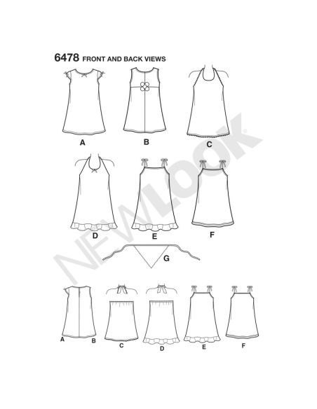 Patron New Look 6478 - Robe et bandeau fillette