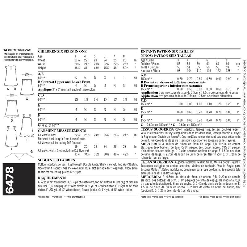 Patron New Look 6478 - Robe et bandeau fillette