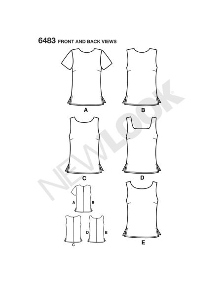 Patron New Look 6483 - Débardeur, tee-shirt