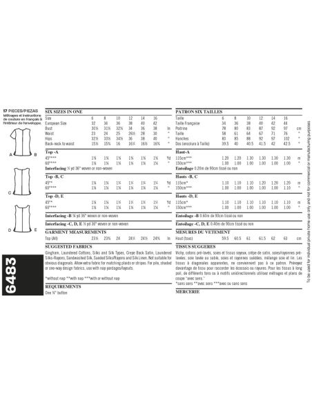 Patron New Look 6483 - Débardeur, tee-shirt