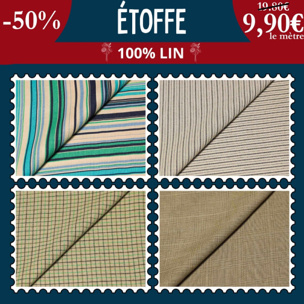 Étoffe 100% lin à 9,90€ le mètre -50% | 5 nouveaux modèles