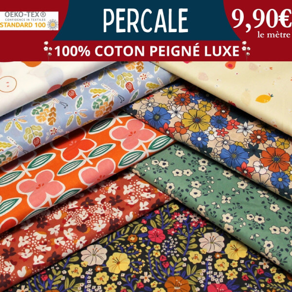 Percale 100% coton peigné luxe à 9,90€ le mètre