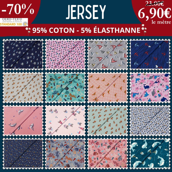 Jersey imprimé à 6,90€ le mètre à -70%