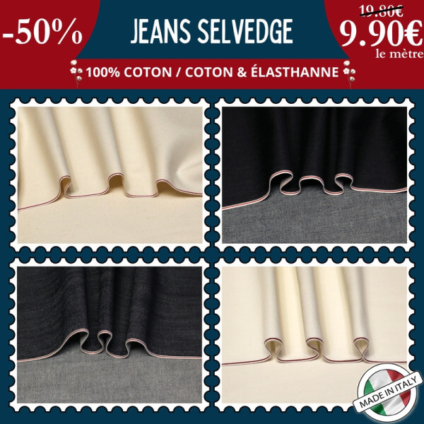 Jean's Selvedge à 9,90€ le mètre -50% - 8 nouveaux modèles