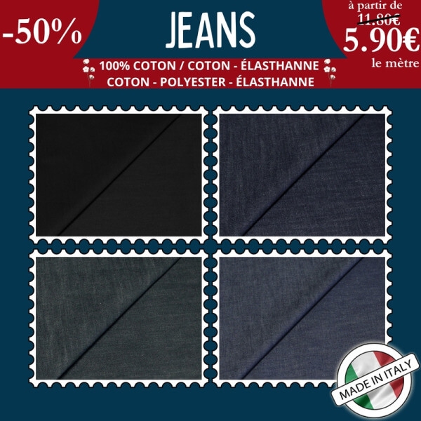 Jean's à partir de 5,90€ le mètre -50% - 10 nouveaux modèles