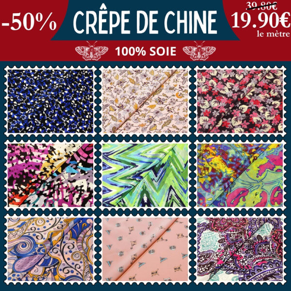 Crêpe de Chine 100% soie à 19,90€ le mètre