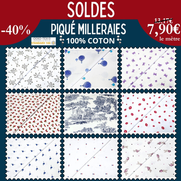 Piqué 100% coton milleraies à 7,90€ le mètre