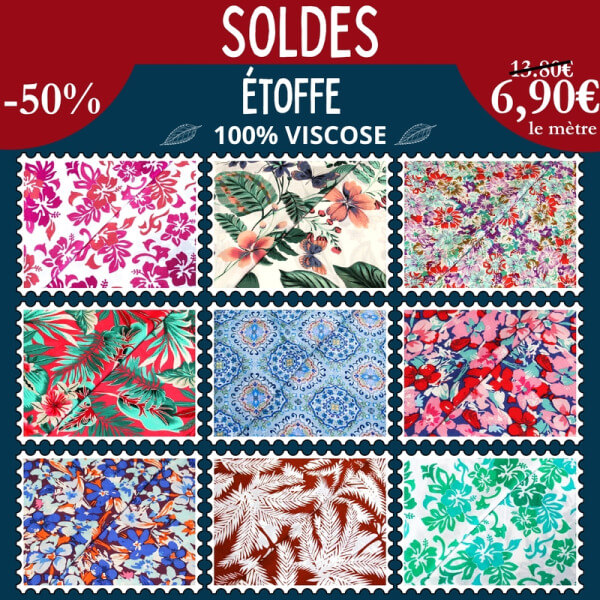 Étoffe 100% viscose à 6,90€ le mètre
