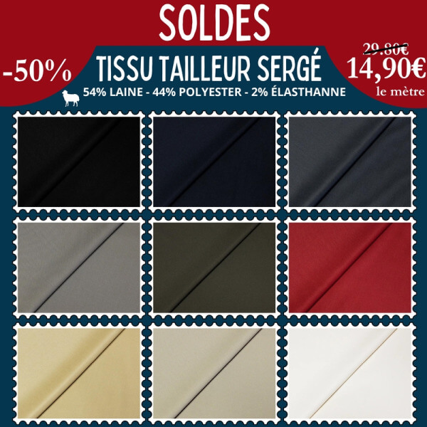 Tissu tailleur sergé de laine à 14,90€ le mètre