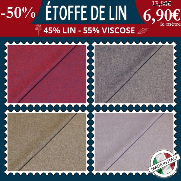 Étoffe de lin & viscose uni à 6,90€ le mètre - 5 nouveaux coloris