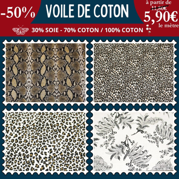 Voile de coton à partir de 5,90€ le mètre à -50 %