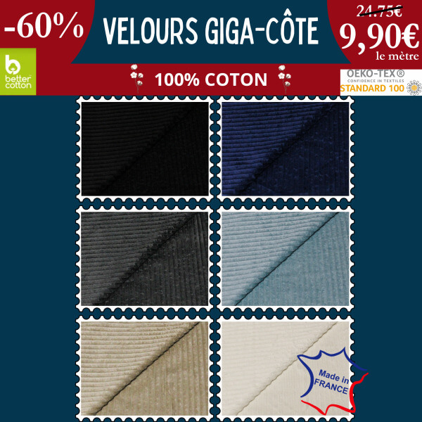 -60% sur nos nouveaux Velours Giga-Côte, ne passez pas à côté !