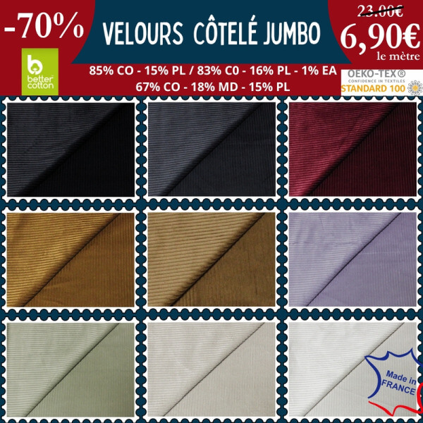 -70% sur le Velours Côtelé Jumbo Made in France – Stocks limités !