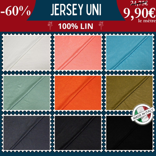 Jersey 100% lin uni à 9,90€ le mètre à -60 %