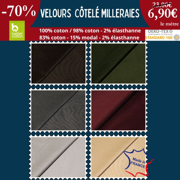 Découvrez notre velours côtelé milleraies Made in France : qualité, style et écoresponsabilité à -70% !