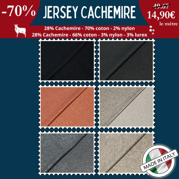 Découvrez notre Jersey Cachemire Made in Italy à -70% : douceur et luxe accessibles !