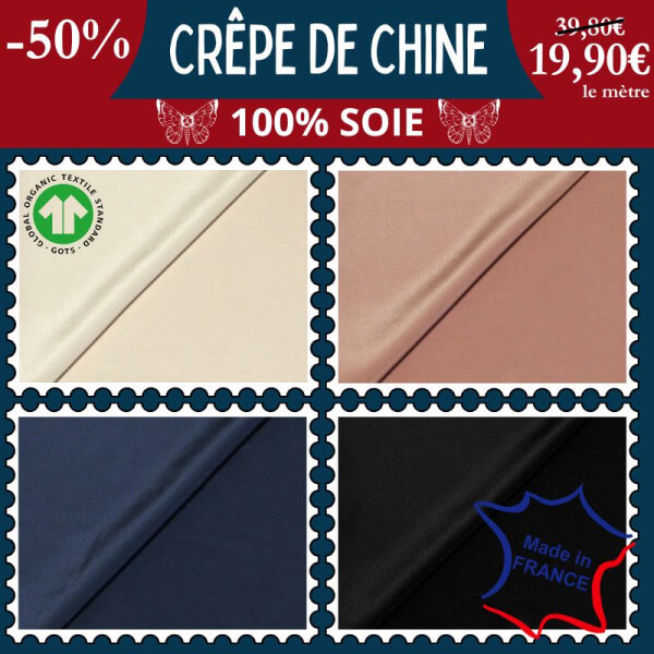 L’élégance pure : notre crêpe de Chine en soie à -50% !