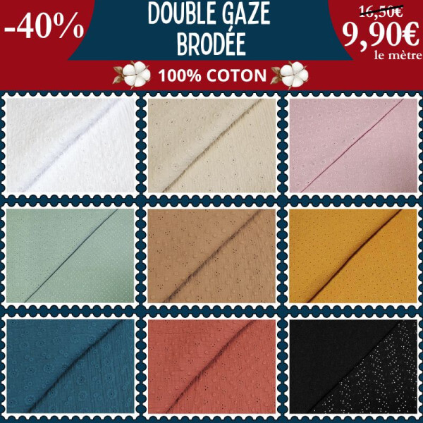 Double gaze brodée à 9,90€ – Douceur, légèreté et broderies délicates