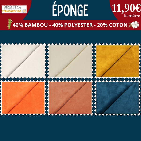 Tissu éponge bambou à 11,90€ le mètre | 6 coloris