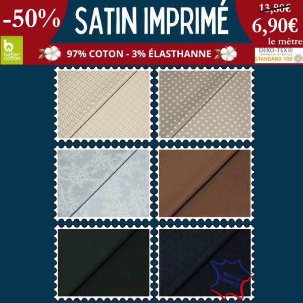 Satin imprimé à 6,90€ – Élégance, confort et finesse made in France