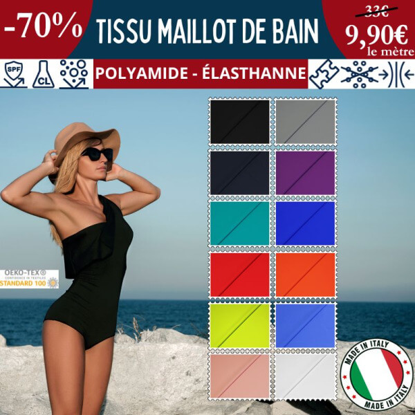 Tissu maillot de bain pro à 9,90€/m – UPF 50+, ultra résistant, made in Italy