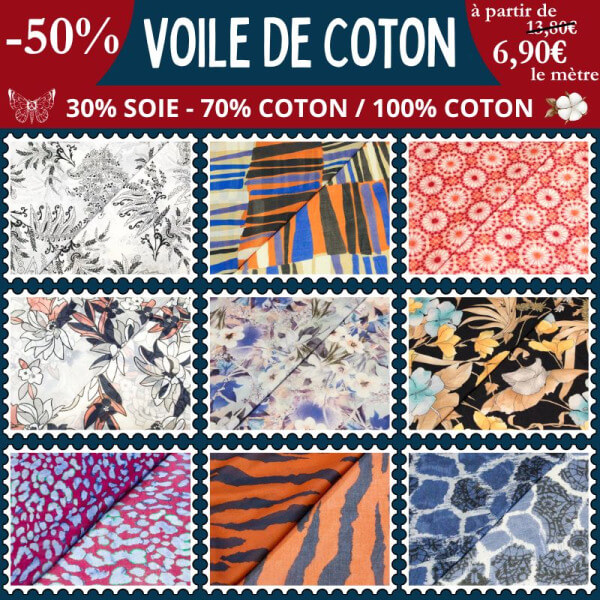Voile de coton à -50% : dès 6,90€, 100% coton ou soie & coton