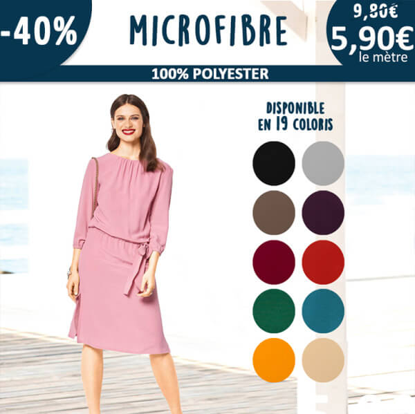 -40% | Microfibre à 5,90€ le mètre ! 19 coloris