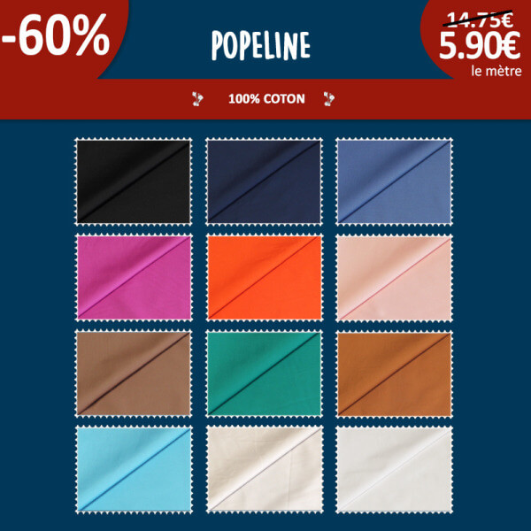 Popeline 100% coton à 5,90€ le mètre à -60% | 13 coloris