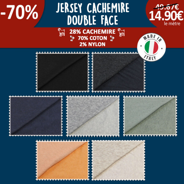 -70% | Jersey Cachemire double face à 14,90€ le mètre !