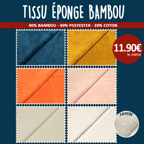 Tissu éponge bambou à 11,90€ le mètre | 6 coloris