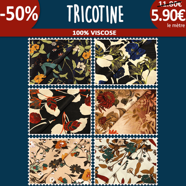Tricotine 100% viscose à 5,90€ le mètre
