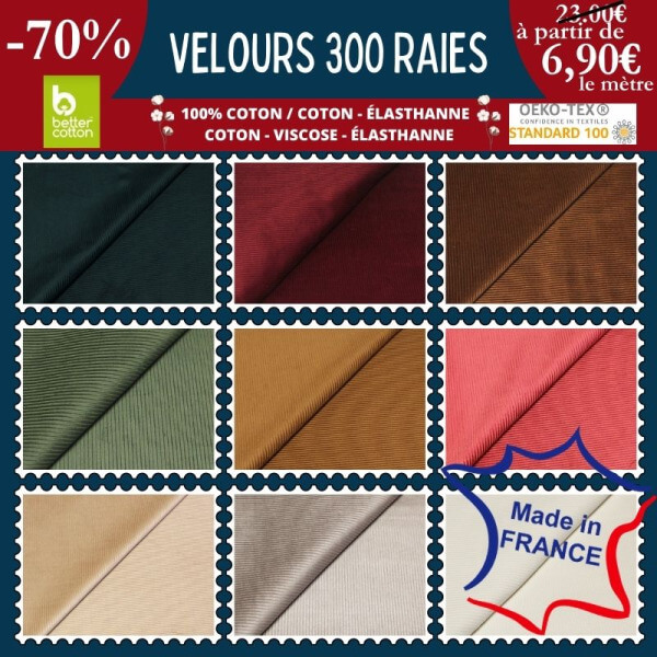 Velours côtelé 300 raies made in France